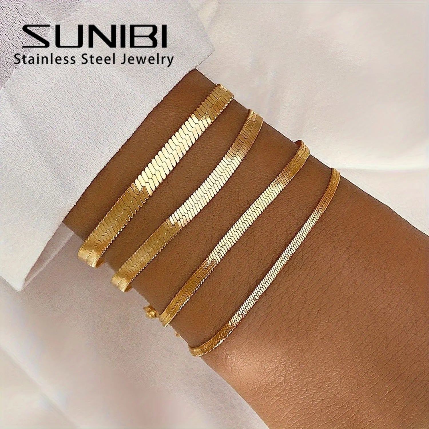 SUNIBI Women Trend Classic Snake Chain Bracelet Gold Color